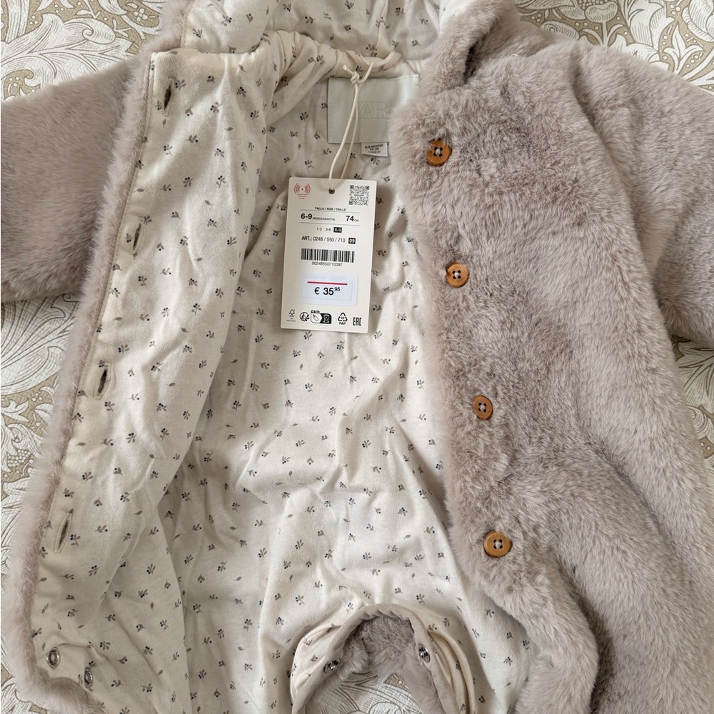 Zara Beige (Light Dusty Purple) Baby Romper Winter Coat